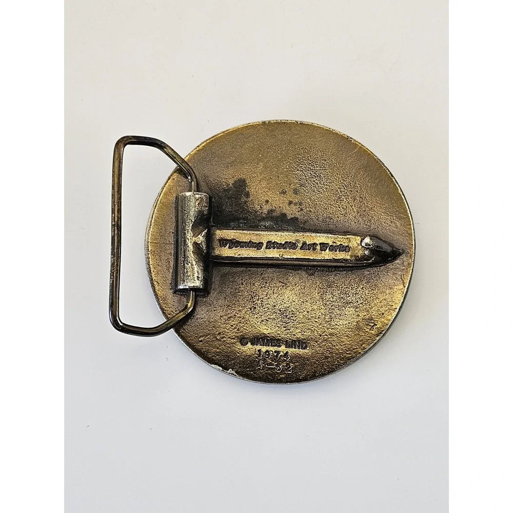 1974 James Lind Wyoming Studio Art Works Sea Serpent Compass Rose‎ Belt Buckle